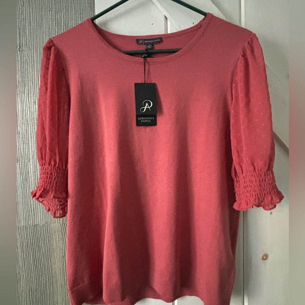 Coral colored knit top Adrianna Papell new with tags